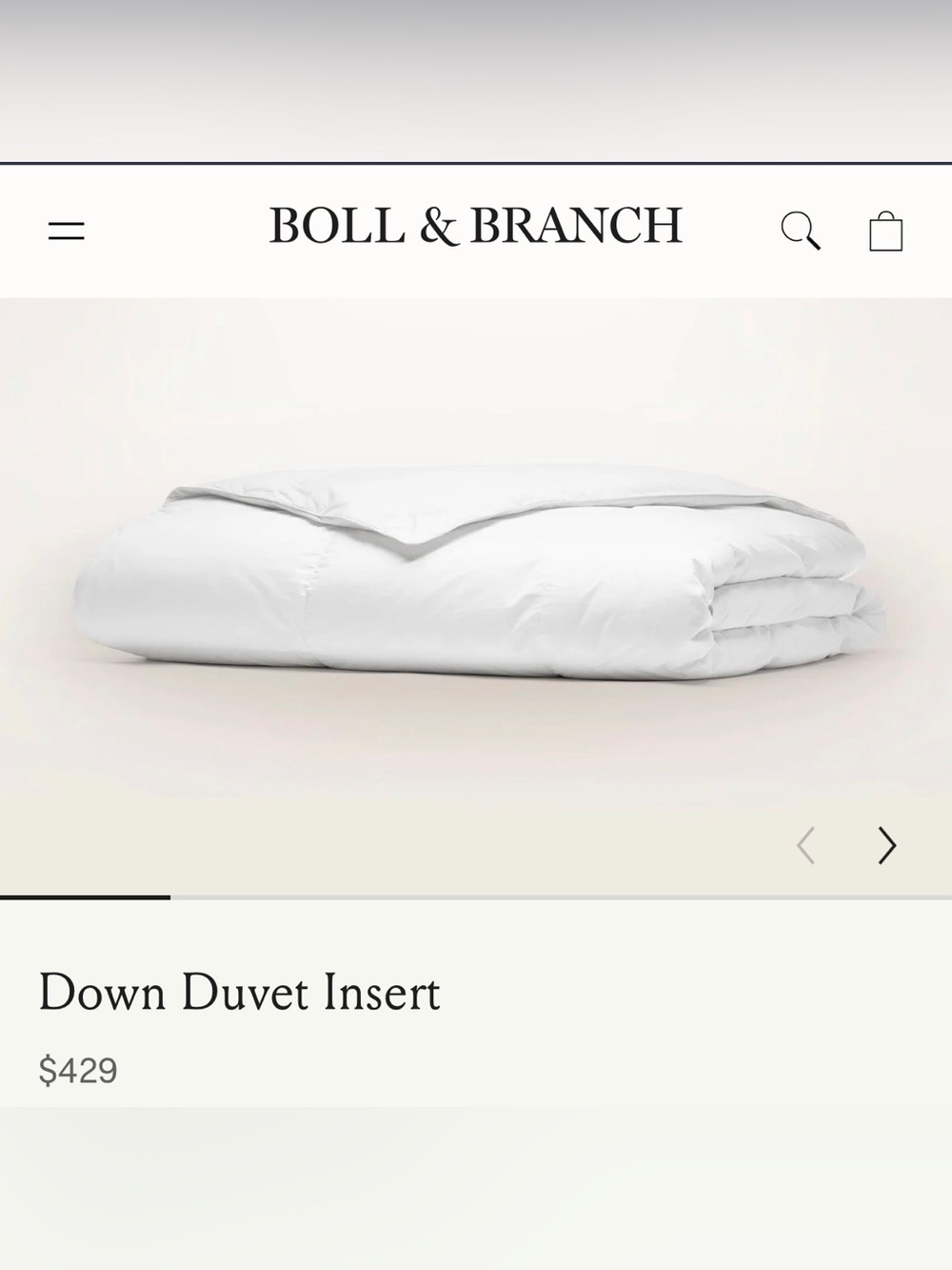 Boll & Branch White Down Duvet Insert - Lightweight Loft